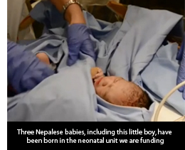 Nepalese baby boy born in the neonatal unit we are funding