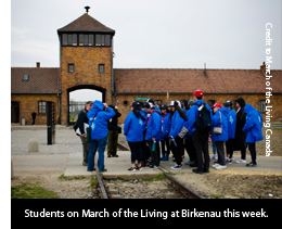 Students on March of the Living at Birkenau